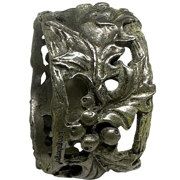 Longaberger American Holly Pewter Napkin Rings 2001 Original Box #75736-Set of 4 - Picture 6 of 10